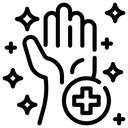 Icon offene Handfläche und Kreuz